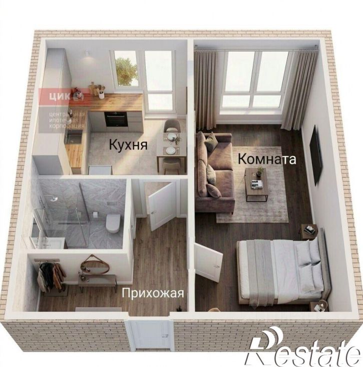 1-комн квартира улица Великанова, 19,  д. 19